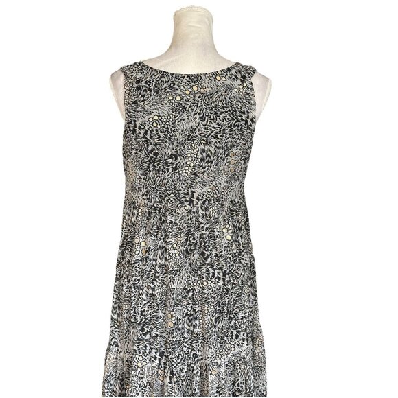 Soft Surroundings Maxi Dress Womens Small Animal Print Black A-Line Tiered Boho - Picture 7 of 12